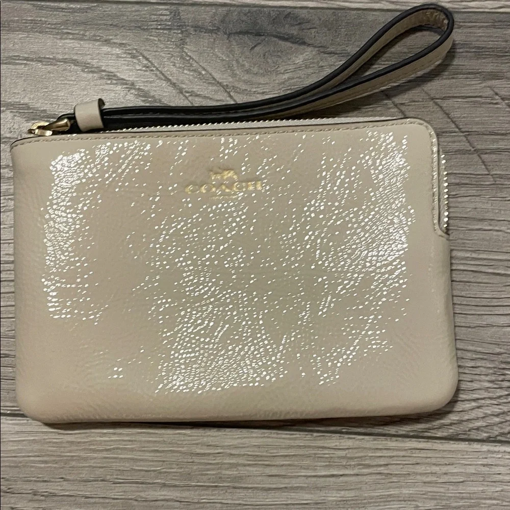 Coach Glossy Beige Wristlet